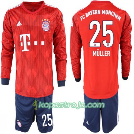 Billiga Fotbollströjor FC Bayern München Müller 25 Barn Hemma tröja 2018/19 Långärmad